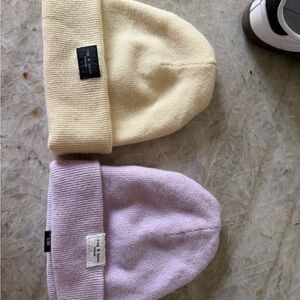 rag & bone Cream and Lavender Knit Beanie Set